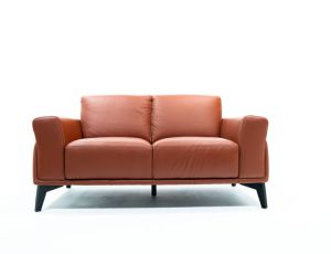 Orange Leather Loveseat