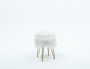 White Faux Fur Stool