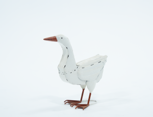 White metal goose (red beak)