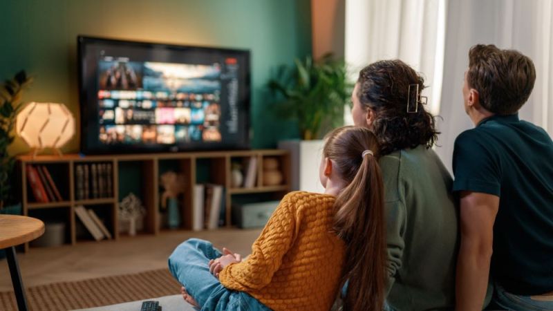family watching tv together 