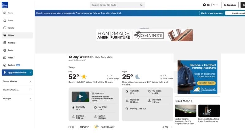 ad on weather channel site 