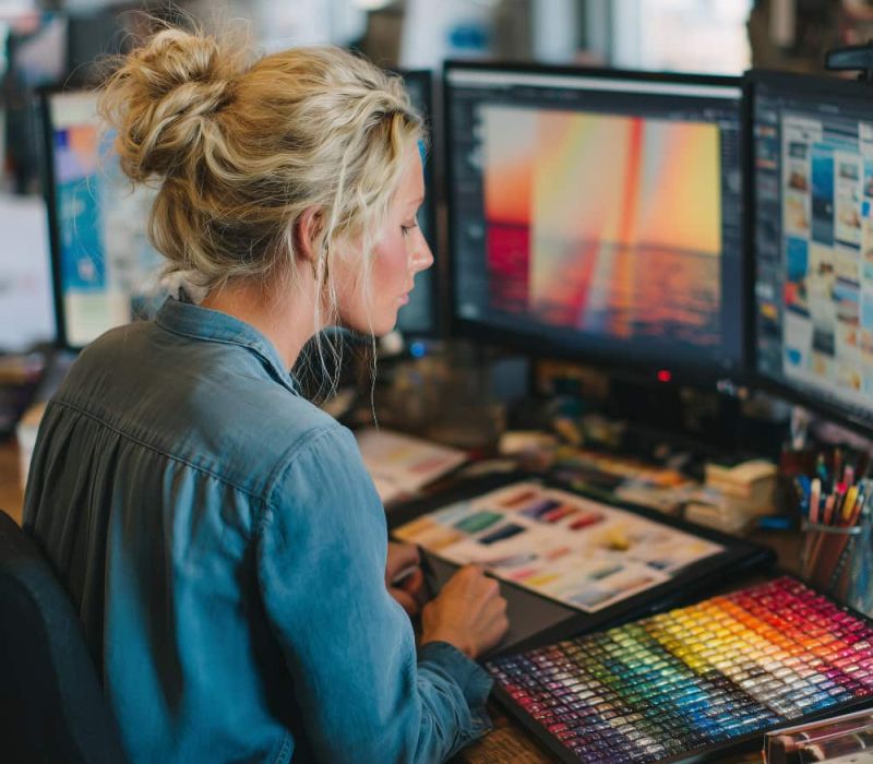 Woman doing graphic design work